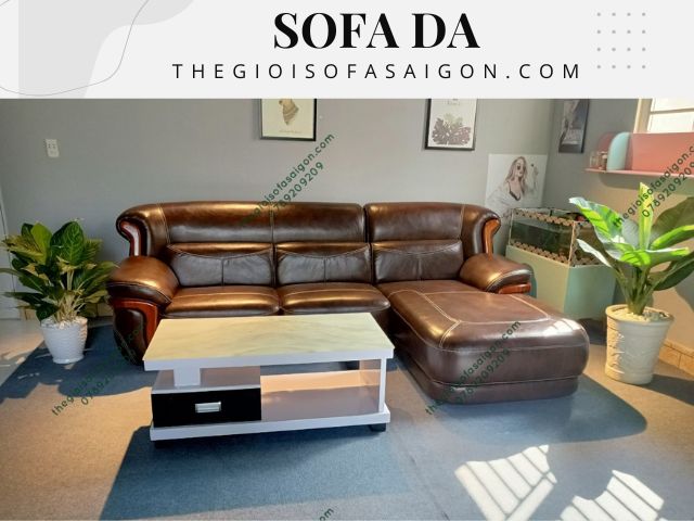 sofa da phòng khách bọc da bò nhập khảu